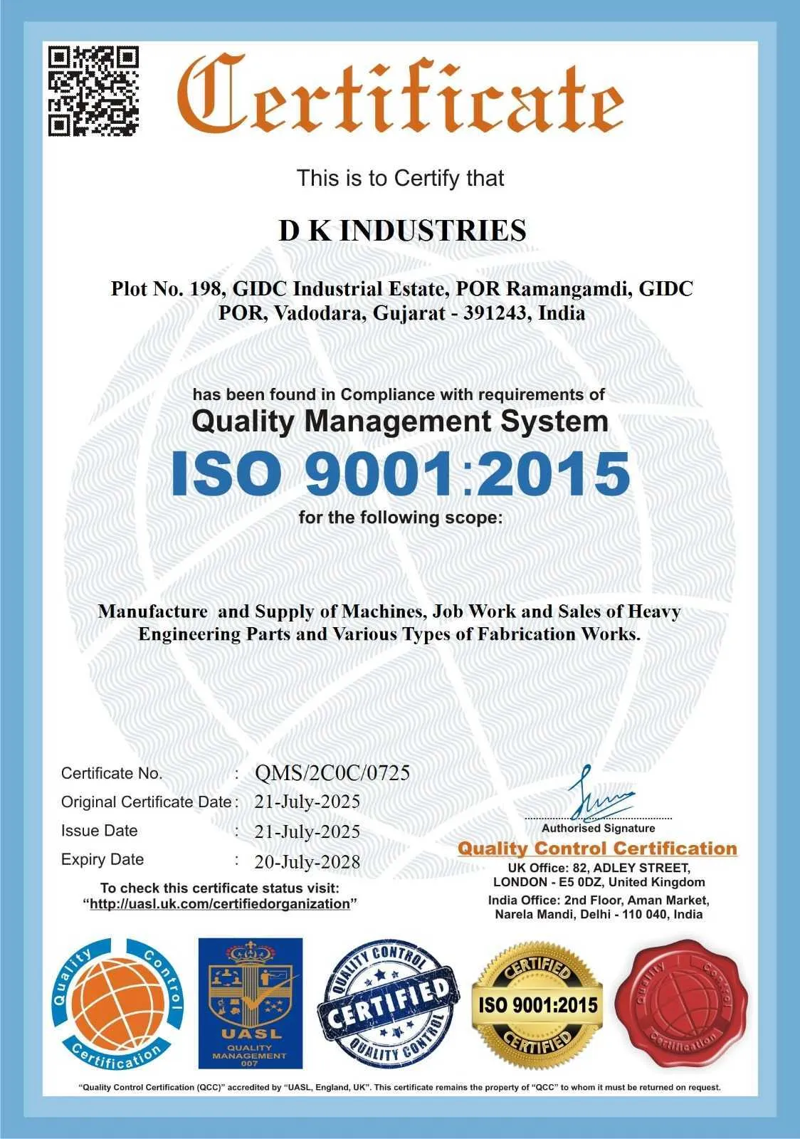 ISO 9001:2015 certification